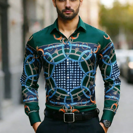 Men's Plus Size XS-6XL Long Sleeve Collar Shirt Colorful Baroque Pattern 3D Printed Shirt Hawaiian Vacation Social Mens Clothing