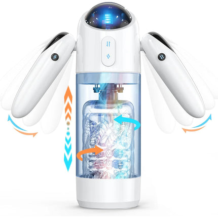 Automatic Male Masturbator 4 Thrusting 7 Rotation Modes 7 Color Ambient Lighting Pocket Pussy Male Stroker Adult Sex Toy for Men