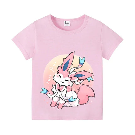 Pokemon Pikachu Boy Girl T Shirt Cute Cartoon Baby Clothes Squirtle Gengar T-Shirts Charmander Eevee Print Tees Kids Summer Tops