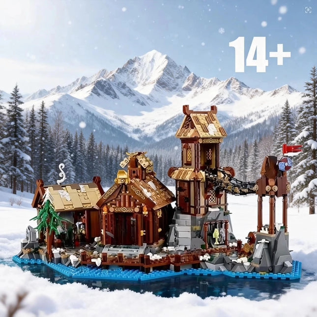 2026 Viking Village Building Block Set Assembly Model Kit Adult Nordic Architecture Series Holiday Gifts for Men and women