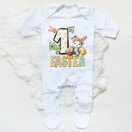 My First Easter Bunny Printed Baby Babygrow Sleepsuit Bodysuit Newborn Coming Home Hospital Outfit Infant Easter Party Romper
