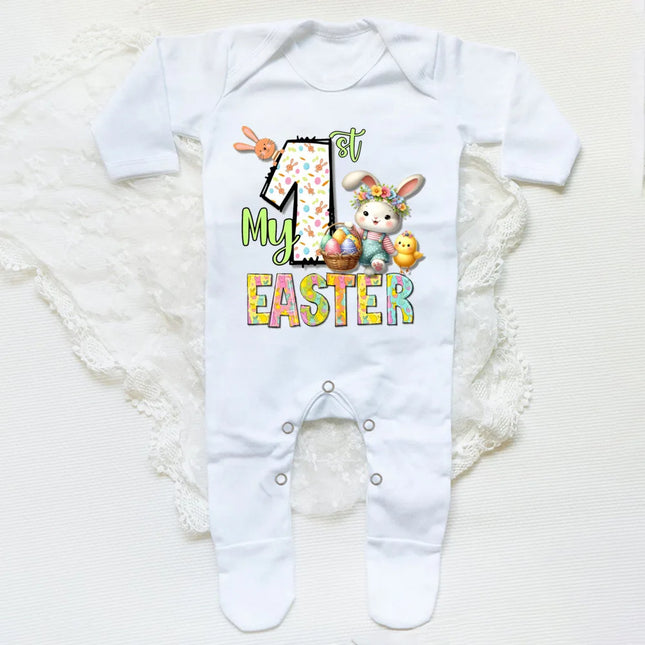My First Easter Bunny Printed Baby Babygrow Sleepsuit Bodysuit Newborn Coming Home Hospital Outfit Infant Easter Party Romper