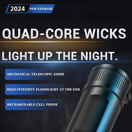 High Power LED Flashlight Long Range Tactical Torch Telescopic Zoom USB Rechargeable Portable Lamp For Outdoor Emergency Fishing