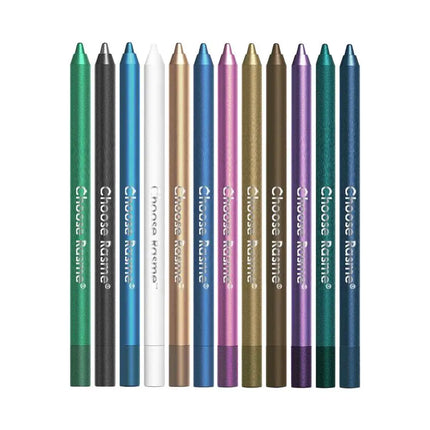 12 Colors Glitter Shimmer Eyeliner Pencil Set Long-Wearing Waterproof Smooth Application Blue Tone Pearlescent Eye Liner