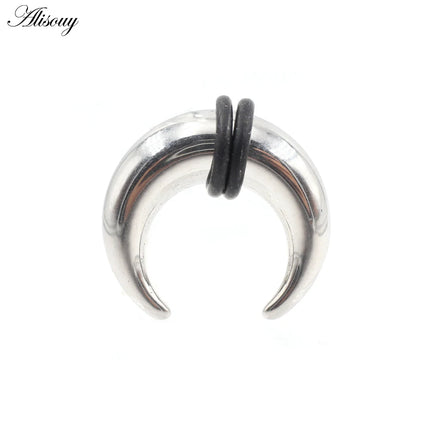 2PCS Stainless Steel C Shape Buffalo Horn Ear Taper Stretcher Expander Septum Captive Tragus Cartilage Piercing Body Jewelry