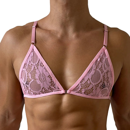 Men's Sexy Bra Men Seat Belt Lace Underwear Chest Strap Sex Lingerie Sissy Outfit Crop Top Men