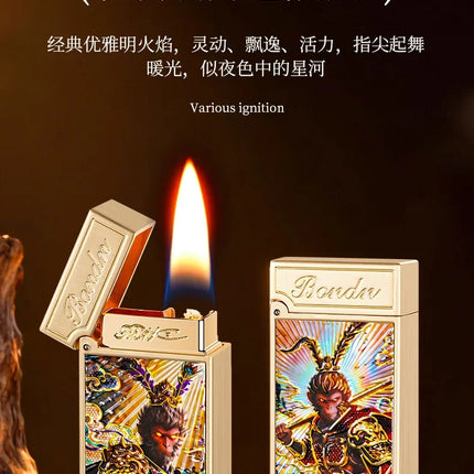 New Voice-controlled Embossed Alloy Kerosine Lighter,Intelligent Voice-controlled Ignition Open Flame Men's Personalized Lighter