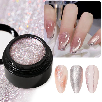 1Box Metallic Gel Gold Mirror Effect Gel Nail Polish French Nail Art Line/Flower Painting Gel Glitter UV Gel Nail Soak Off #8YQW
