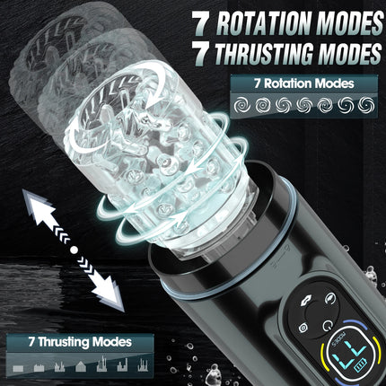 LCD Automatic Sucking Licking Male Masturbator Penis Pump Pocket Pussy Male Masturbation with 14 Powerful Modes Sex Toys for Man