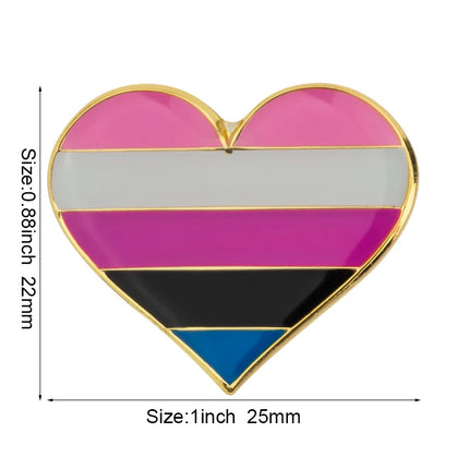 Gender Fluid heart shaped  Badge Symbol Pin Metal Badges Decorative Brooch Pins for Clothes Brooch Jewelry XY0325-2
