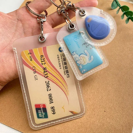 1-10pcs Keychain Card Holder Plastic Heavy Duty Badge Holder Vertical Clear ID Card Holder with Keyring