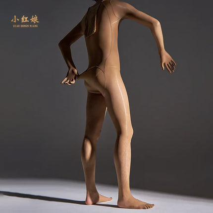 Ultra-thin Horse Oil Stockings Full Body Shiny Tight Bodysuit Anti-snag Pantyhose Sexy Backless Five-finger Black Stockings for