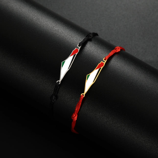 COOLTIME Palestine Map Charm Women Bracelets Stainless Steel Adjustable Double Layer Men Geography Bracelet Jewelry Wholesale