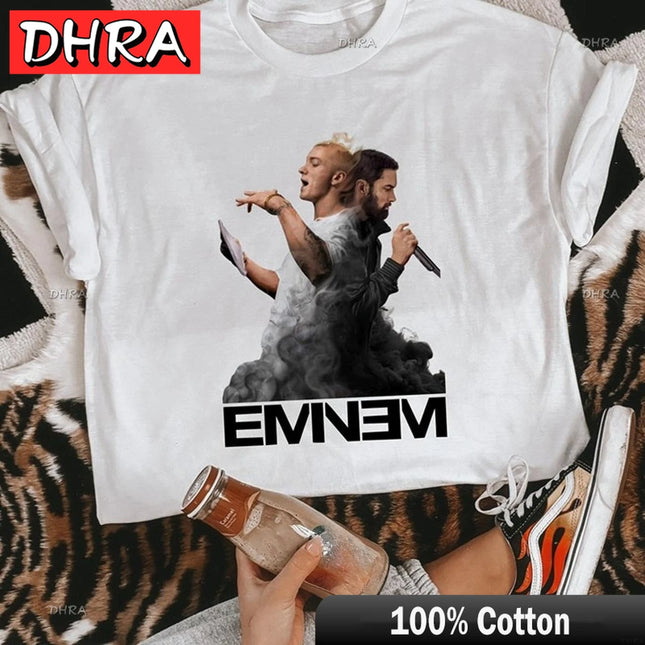 Summer Rapper Eminem Graphic Printed Tshirt Men Retro Cotton Hip-hop Fashion Casual T-shirt Women Cool Music Style Tops Clothing