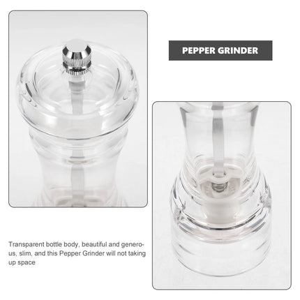 Refillable Manual Pepper and Salt Mill Professional Pepper Grinder Kitchen Gadget Transparent Sturdy High Efficiency Grinding
