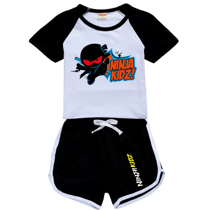 Ninja Kidz Kids Clothes Cotton Sport Tracksuits T-shirts Sweatshirt Suit Cartoon Pattern Set Teenager Baby Boys Girls Clothing