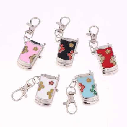 1 Piece Fashion Retro Cute Backpack Pendant Flip Phone Keychain Watch Hanging Watch Creative Gift