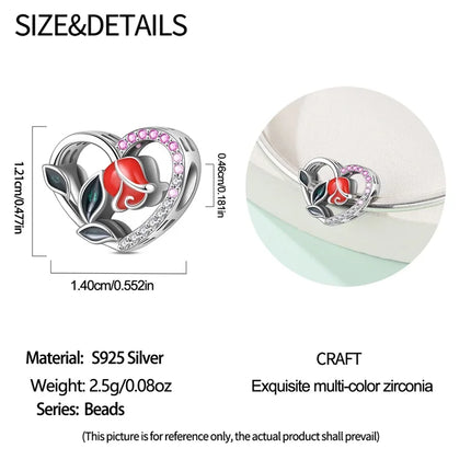 Original 925 Sterling Silver Charms Bead Inlaid Zirconium Jigsaw Puzzle Pendants Gift Fit Bracelet Jewelry DIY Marking