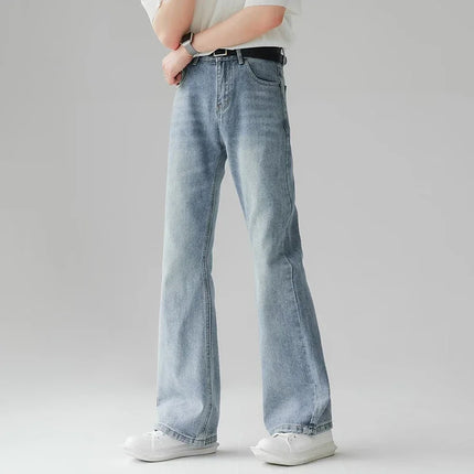 New Hot Sale Men Bootcut Jeans Daily Casual Baggy Straight Leg Denim Pants Trend Male Classic Simplicity Black Blue Trousers