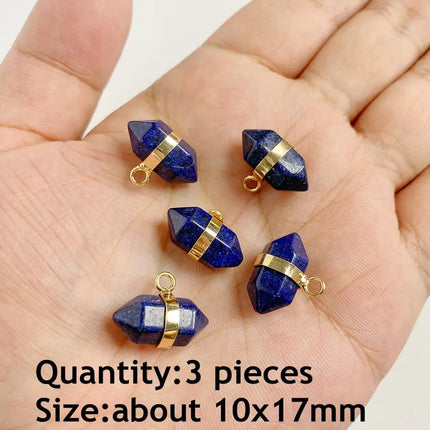 Blue Lapis Lazuli Pendant Gems Cross Hand Oval Shape Natural Stone Lapis Lazuli Charms for Jewelry Making Necklace DIY Bracelet