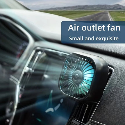 New Car Air Conditioner Fan Air Outlet Fan Three-Speed Adjustment Colorful Light Mini Usb Fan Car Cooler Multi-Function Mini Fan