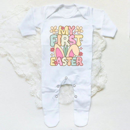 My First Easter Bunny Print Baby Bodysuit Babygrow Sleepsuit Rabbit Infant Long Sleeve Outfit Clothes Infant Easter Party Romper