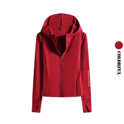 DRUR Autumn Winter Yoga Top Women Hooded Workout Jacket Zip Up Athletic Running Shirts with Pockets Sportswear Christmas Gifts