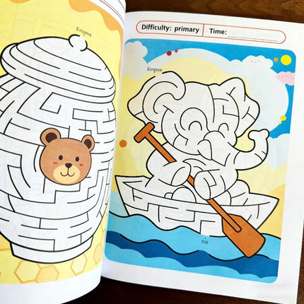 48 Color Pages Cute Animal Theme Children's Fun Drawing Book Maze Game Fun Interactive Game Drawing Book