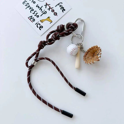 HOT Original Designed Nylon Woven Rope Keychain With Baseball Decor Sporty Style Bag Pendant DIY Trendy Fashion Pendant Gifts