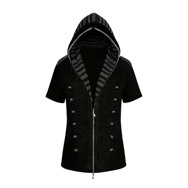 2026 Zebra Print Zip Up Hoodie Women's Clothing Hooded Short Sleeve Sweatshirts Y2k Tops Punk Causal Tees Fashion Summer Hoodies