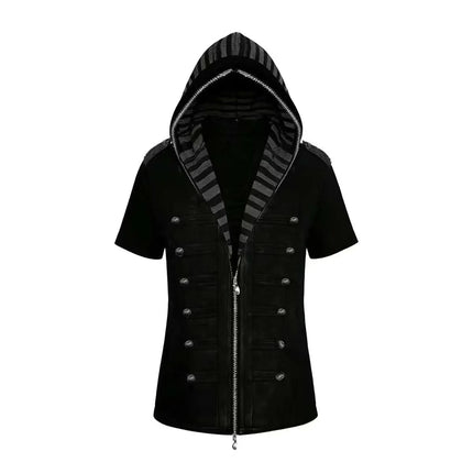 2026 Zebra Print Zip Up Hoodie Women's Clothing Hooded Short Sleeve Sweatshirts Y2k Tops Punk Causal Tees Fashion Summer Hoodies