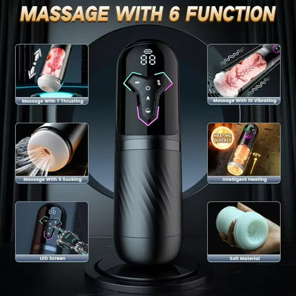 Automatic Telescopic Male Masturbator  5 IN 1 Mode Penis Pump Sucking Vibrating Sex Machines LCD Display Sex Toys for Men
