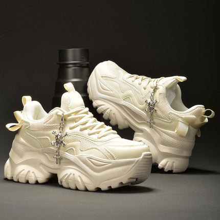 Women's outdoor four seasons fashion casual shoes Black platform high heels women's Halloween punk style light women's sneakers
