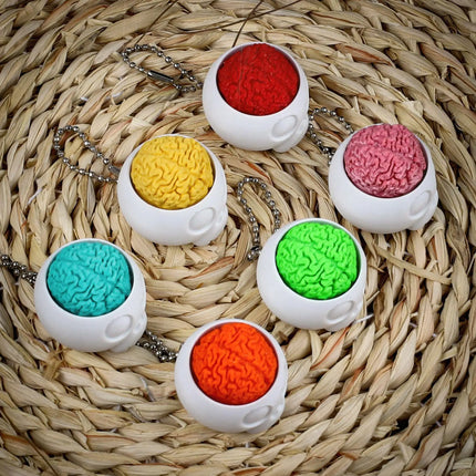 10/1pcs Fun 3D Printed Skull Brain Clicker Keychain Skull Button Fidget Clicker Mechanical Keyboard Bag Pendant Stress Relief