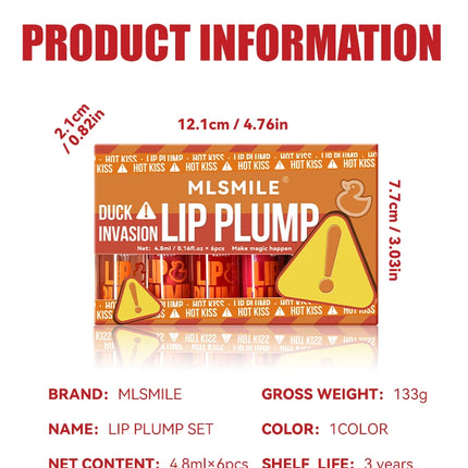MLSMILE Duck Lip Plump Lip Oil Moisturizing Lip Gloss Mirror Water nature long-lasting Gloss Gloss Pearl Lip Glaze Set