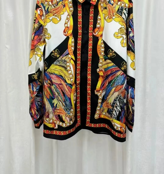 31/5000 2026 Spring/Summer New Luxury Fashion Leopard Print Youth Trendy Digital Embroidery Men's Long-Sleeved Shirt