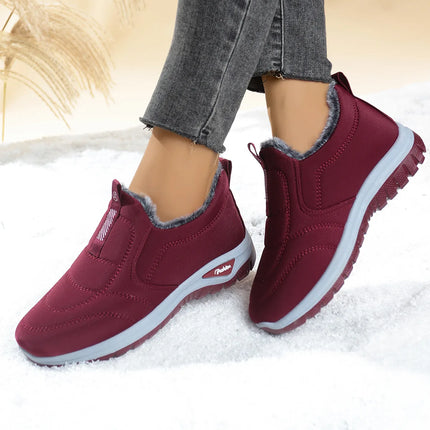 Women's Thickened Fleece Lined Boot Comfortable Warm Cotton Shoes round Toe Flat Heel Casual Style Ideal for Winter Season
