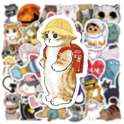 50pcs Lovely Cat Stickers Laptop Phone Case Water Bottle Guitar Fridge Cute Animal Vinyl Decal for Kids Gift Waterproof