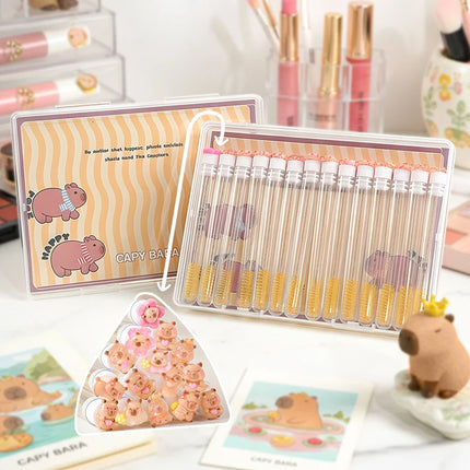 14-Pack Capybara Mascara Brushes in a Gift Box. Each brush head is individually wrapped, makeup brushes， travel eyelash brush