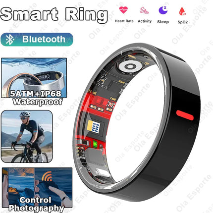 Men Women Smart Ring Health Monitoring Sport Tracker Step Count Rings 5ATM ,IP68 WaterProof  Gesture Control Smartring Ring Gift