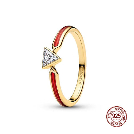 New 925 Silver Sun and Moon Love Princess Zircon Oxide Enamel Heart Love Ring Fashion Fine Jewelry For Women Gift Hypoallergenic