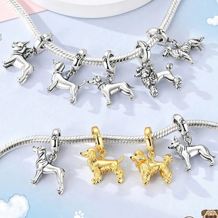 New Original 925 Silver Sterling Charms Beads Pendant Cat Dog Lion Tiger Girl Boy Charms Fit Bracelet Woman Fashion Jewelry Gift