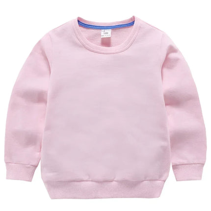 Autumn Solid Color Clothes 2-10Years Children's Hoodies Sweatshirts Girl Kids White Tshirt Cotton Pullover Tops for Baby Boys
