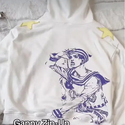 Jojo Bizarre Adventure Splice Zip Up Hoodies Women Oversized Star Zipper Hoodie Hip Hop Couples Harajuku Y2k Street Sweatshirt