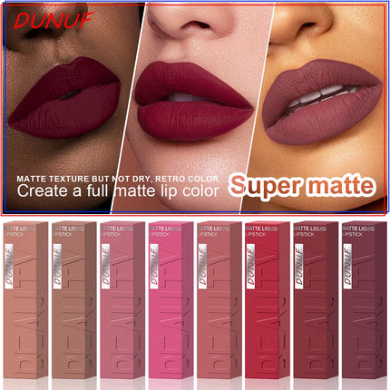 DUNUF 1 Pcs Matte Velvet Smooth Easy-to-apply Square Tube Lip Gloss Waterproof Not Easy To Fade Sexy Brown for Women Lip Tint
