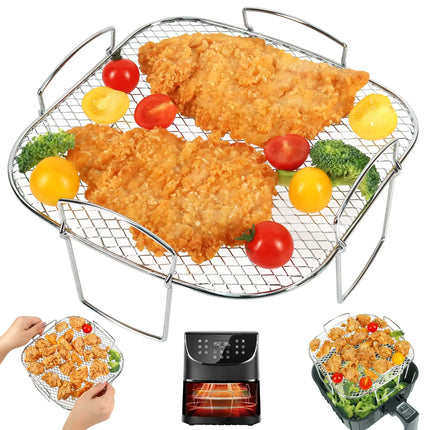 Air Fryer Baking Rack Metal Square/Round/Rectangle Oven Grill Racks Airfryer Accessories for Cosori,Instant Vortex,Gourmia,Foodi