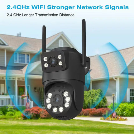 4K HD Dual Lens WIFI Camera 2K Dual Screen PTZ Camera Outdoor Auto Tracking Security Camera IP66 Waterproof Surveillance ICSEE