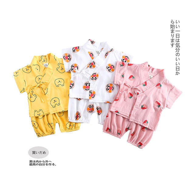 2PCS Summer Infant Baby Boy Girl Pajamas Sets for 6-36M Newborn Cartoon Print Top+Shorts Soft Toddler Home Wear Kimono Pyjamas