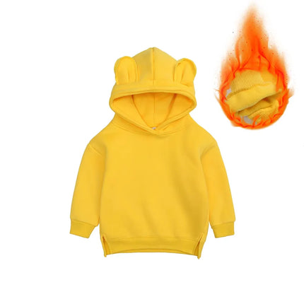 Custom Kids Bear Hooded Sweatshirt Thicken Fleece Warm Clothes Family Match Mom Baby Boys Girls Hoodies Personalized Tracksuit