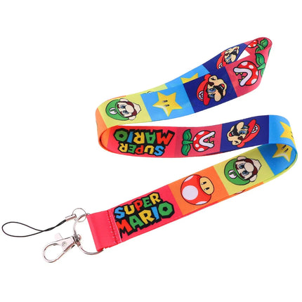 Cartoon Mario Cartoon PVC Card Cover Student Campus Hanging Neck Bag Card Holder Lanyard ID Card Holders key chain